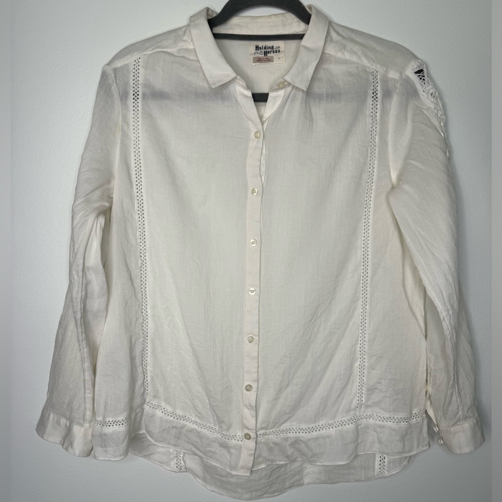 Anthropologie Holding Horses lace and insert boho blouse size 4